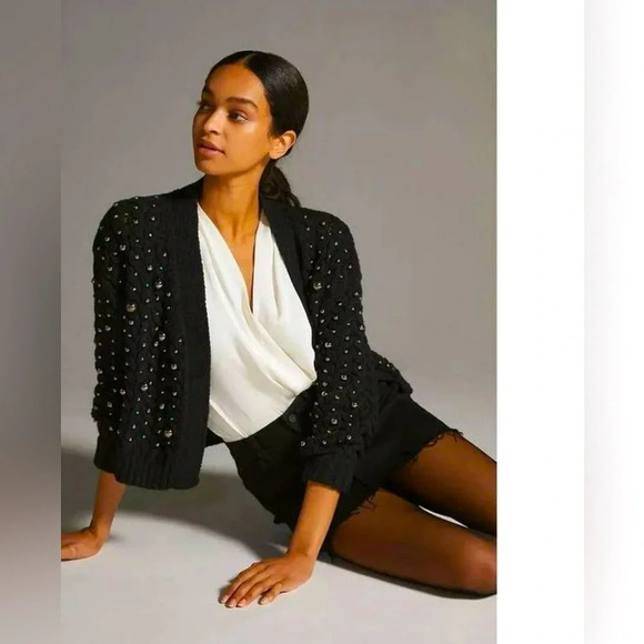 Maeve | Anthropologie | Party Pearl Cardigan Sweater One Size - Picture 1 of 7